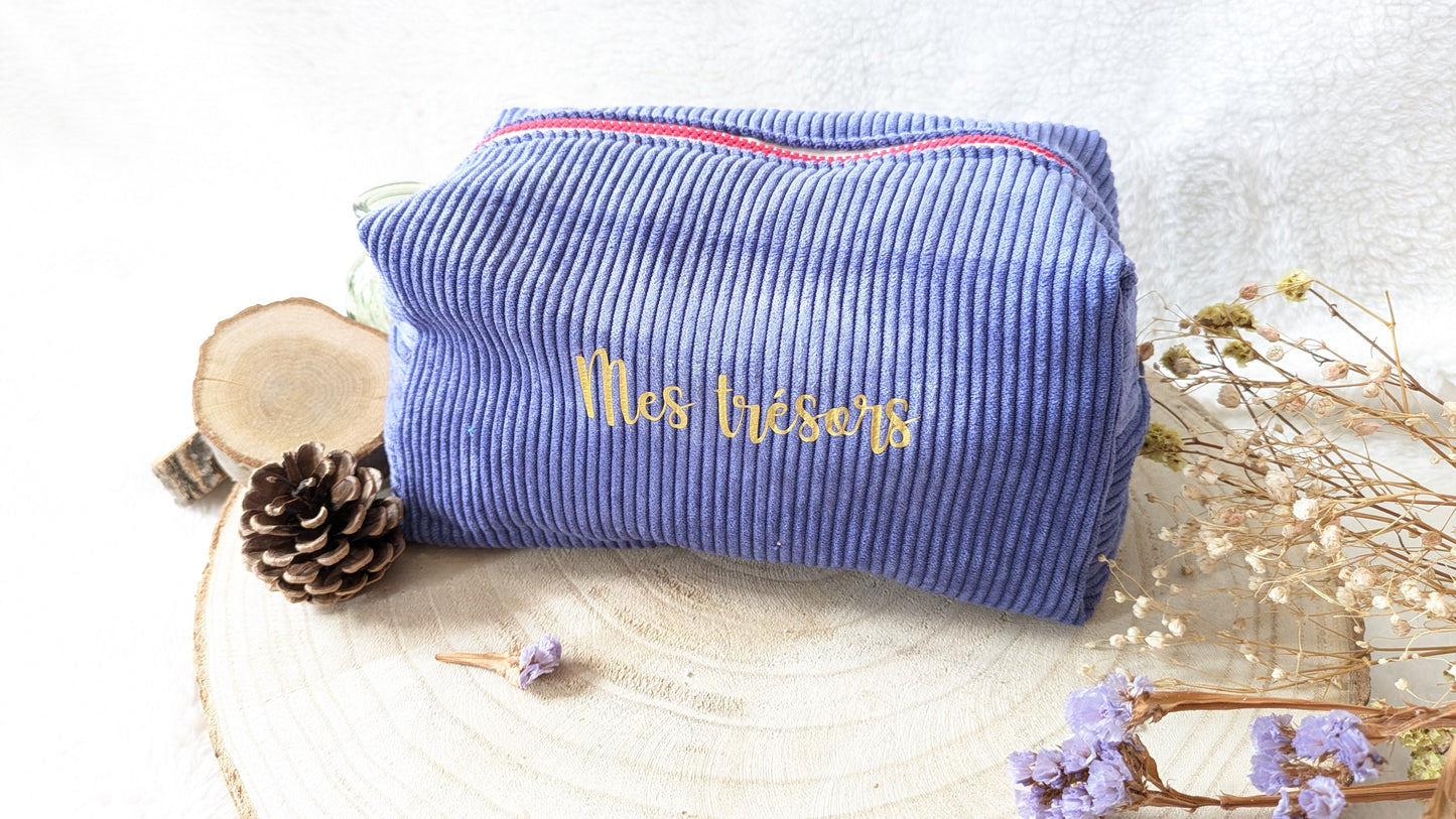 Trousse de toilette en velours côtelé
