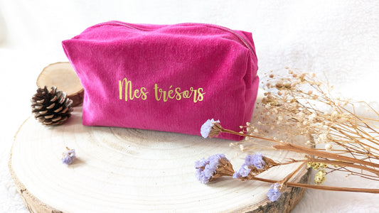 Trousse de toilette en velours côtelé